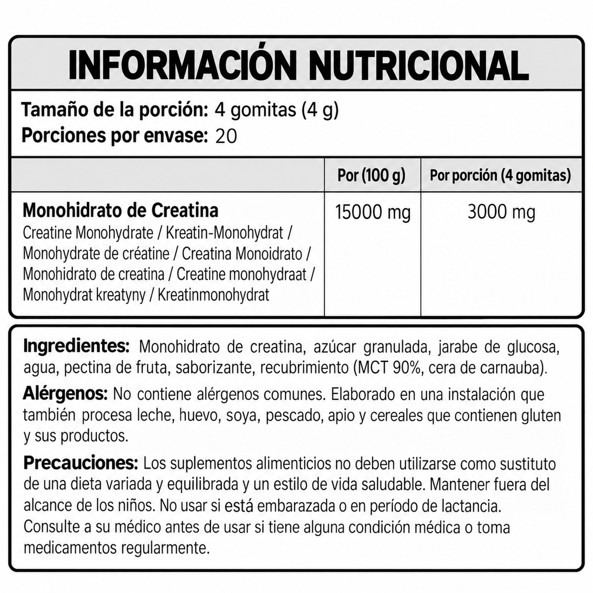 Información nutricional